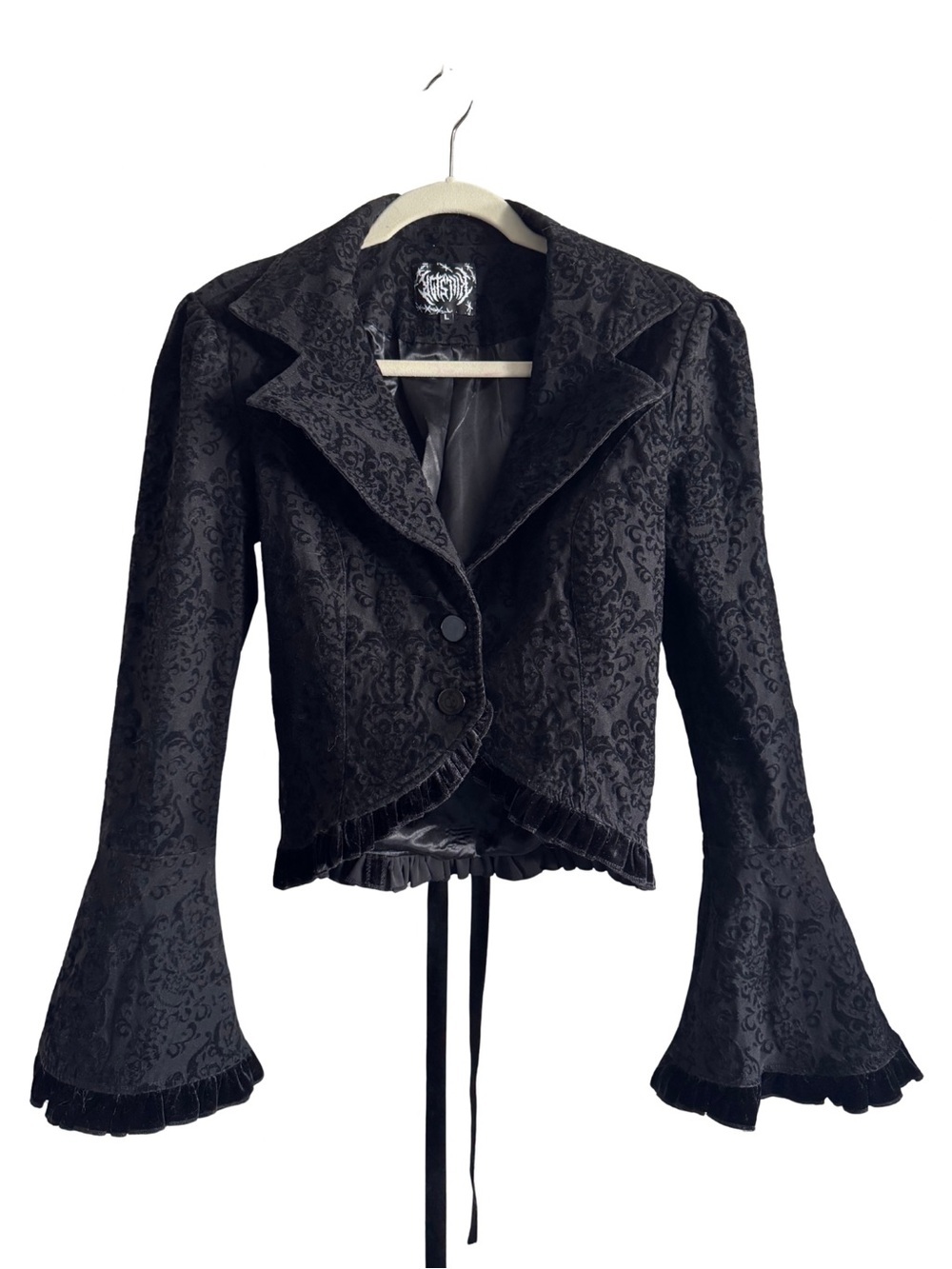 Killstar Whimsigoth Velvet Flocked Bell Sleeve Jacket Corset Back Size L